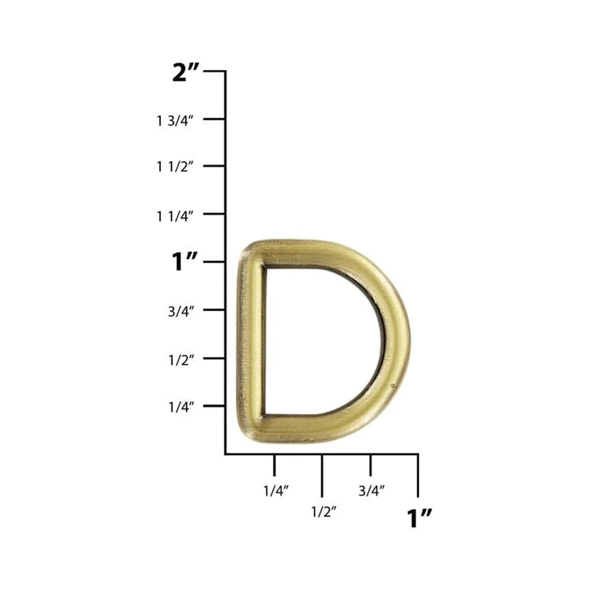 3/4" Antique Brass, 3mm Gauge Cast D-Ring, Zinc Alloy