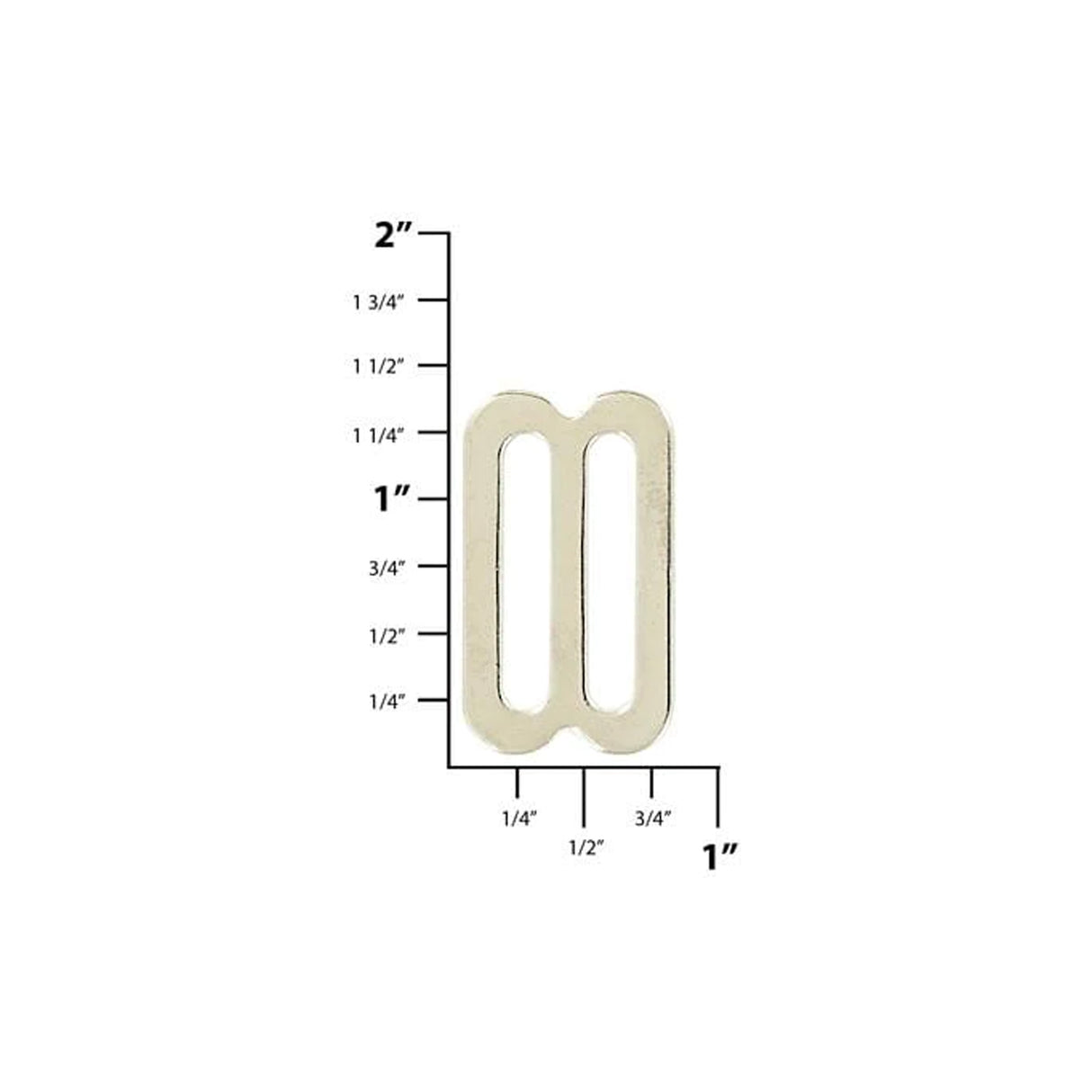 1" Nickel, Flat Stamped Double Loop, Tri Bar Slide, Steel