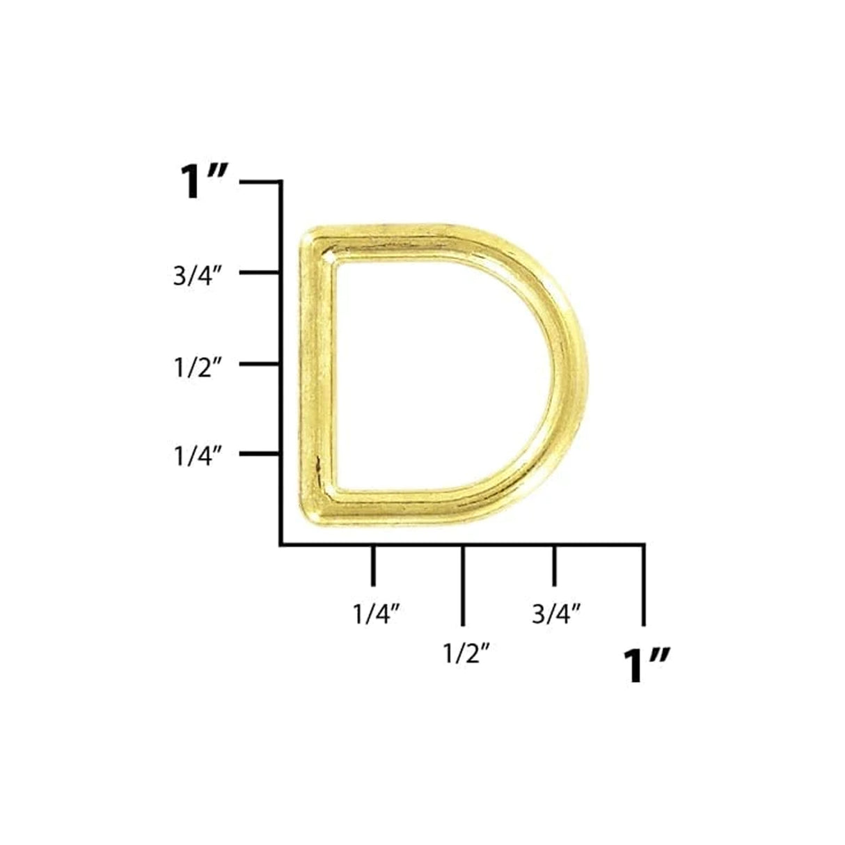 5/8" Shiny Brass, Cast D-Ring, Zinc Alloy