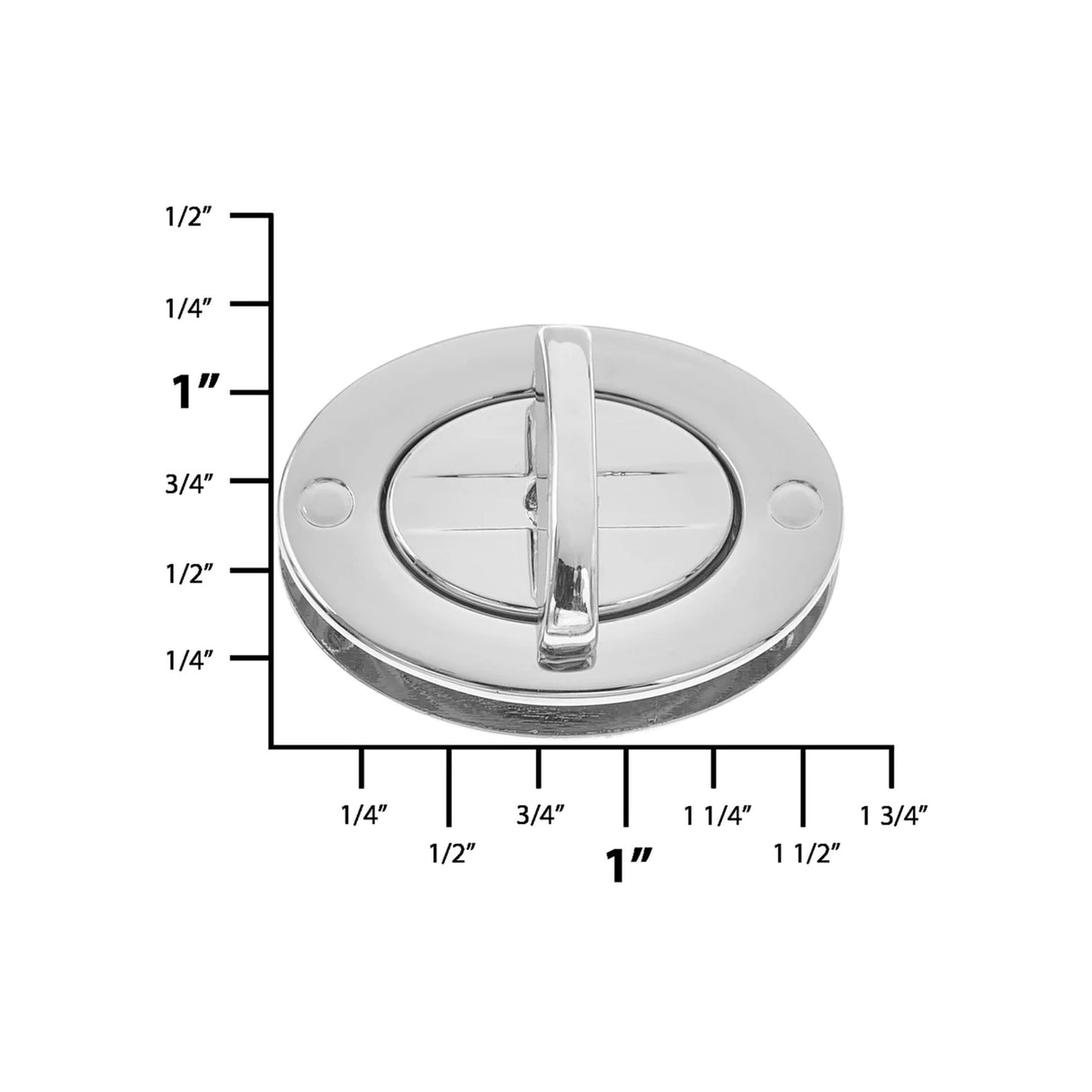 1 3/4" Shiny Nickel, Turn Lock, Zinc Alloy