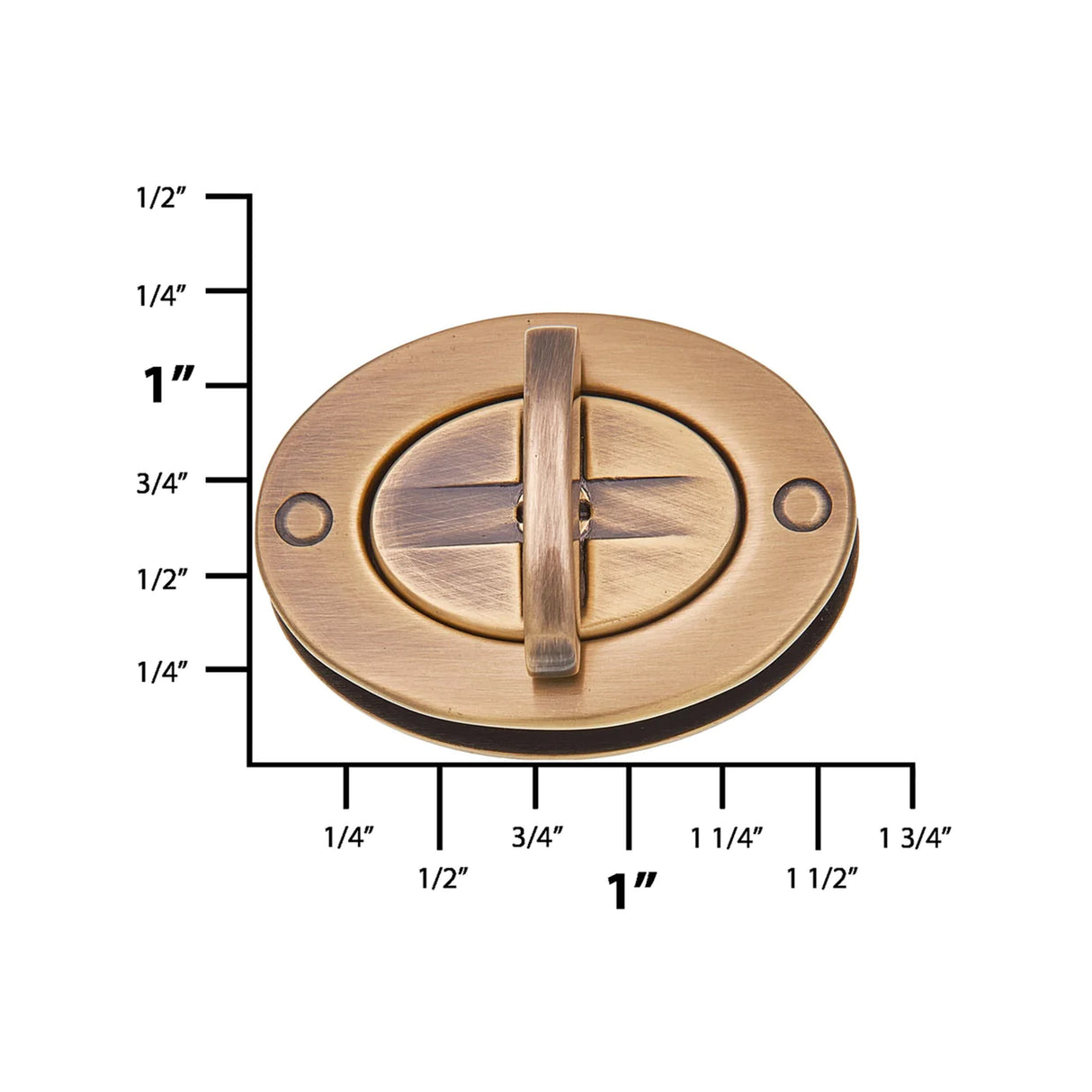 1 3/4" Antique Brass, Turn Lock, Zinc Alloy