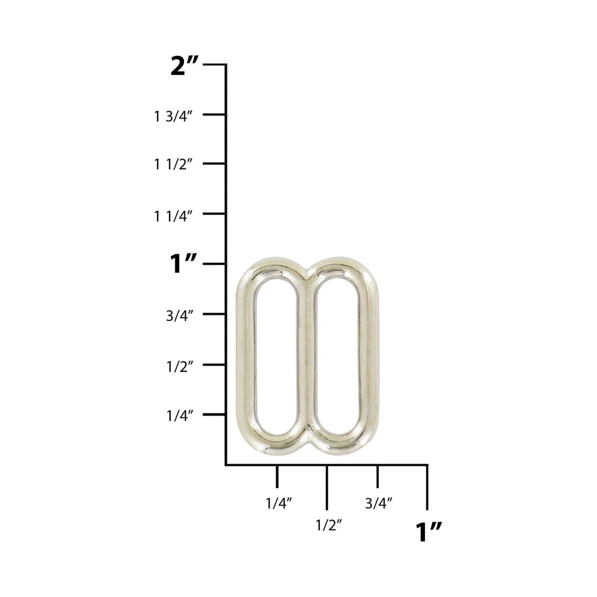 3/4" Nickel, Cast Rounded Tri Bar Slide, Zinc Alloy