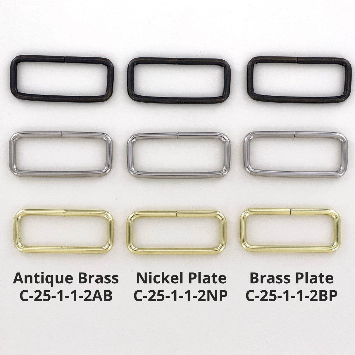 Ohio Travel Bag 1 1/2" Antique Brass Plate, Split Rectangular Ring, Steel, #C-25-1-1-2AB C-25-1-1-2AB