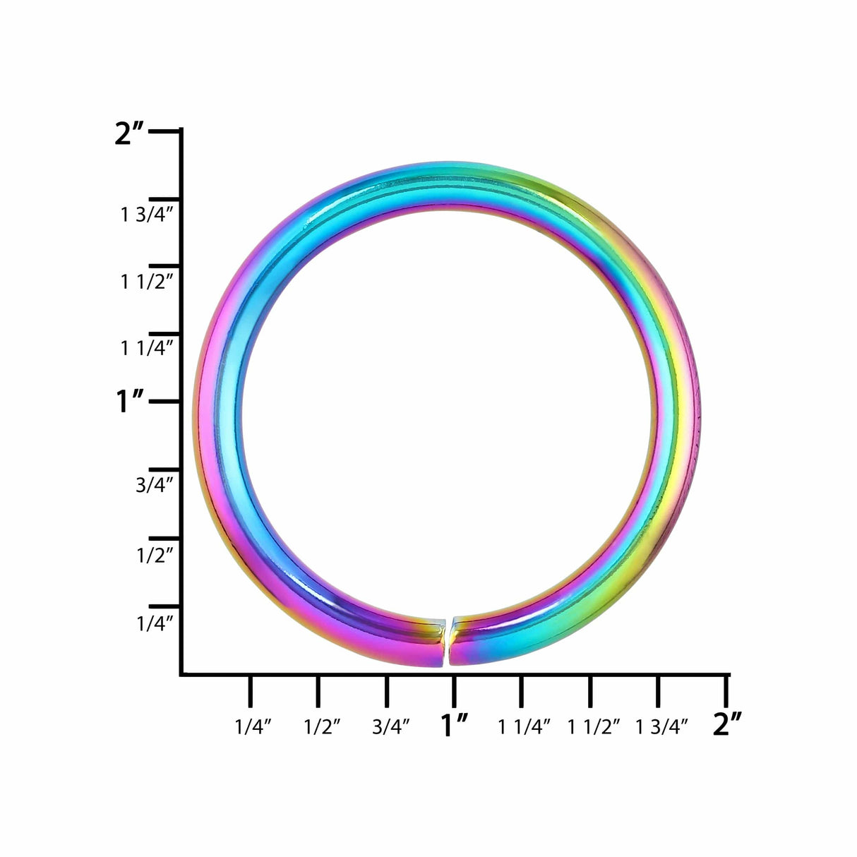 Ohio Travel Bag 1 1/2" Iridescent Rainbow, Split O-Ring, Zinc Alloy, #D-421-38-IR D-421-38-IR