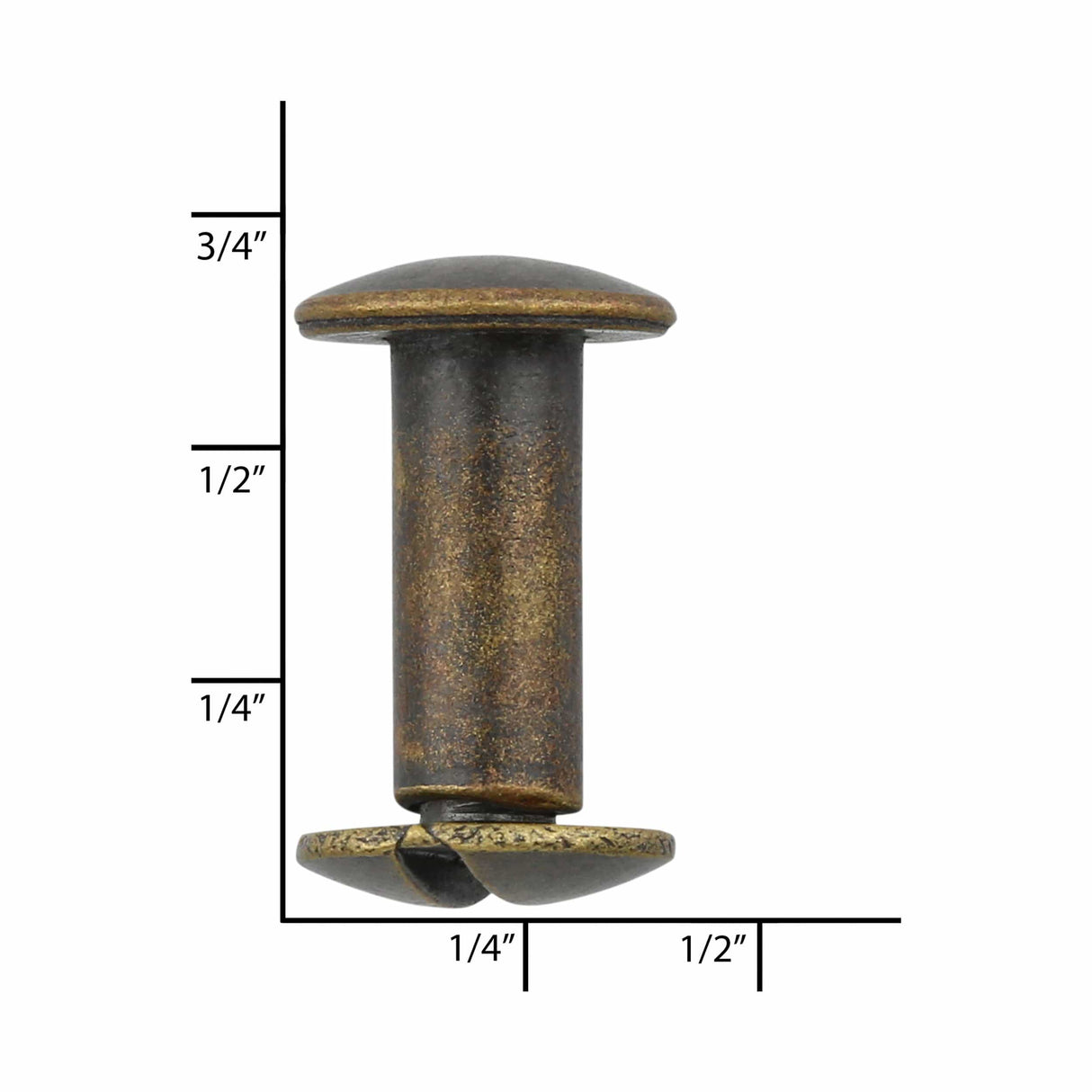 Ohio Travel Bag 1/2" Antique Brass, Chicago Screw, Solid Brass, #L-156-1-2-ANTB L-156-1-2-ANTB