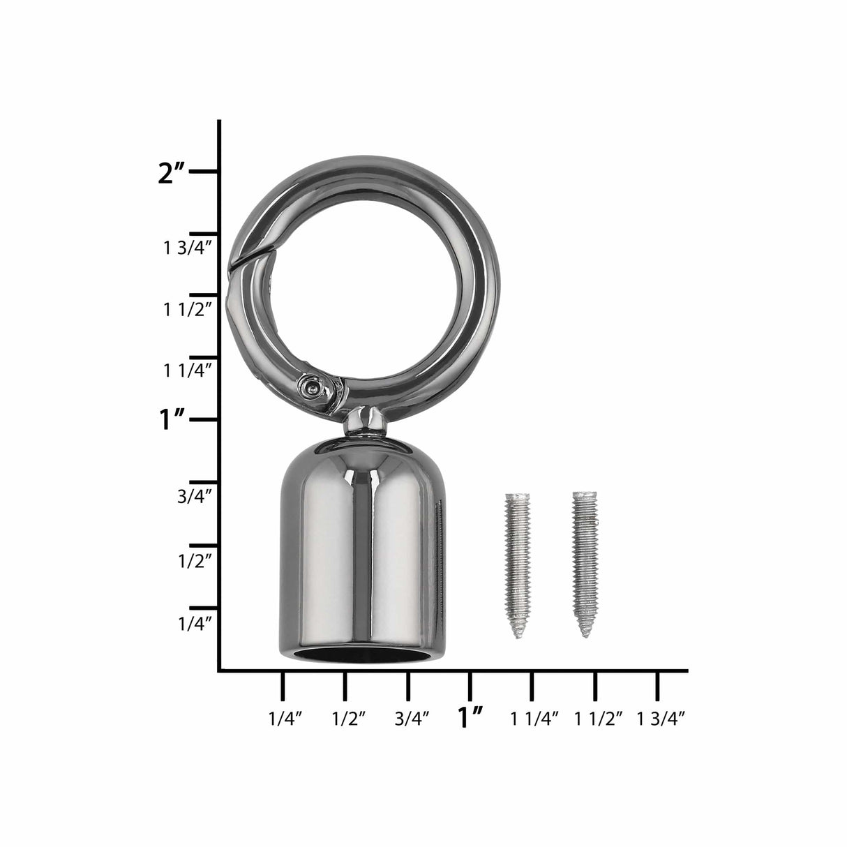 Ohio Travel Bag 1/2" Gunmetal, Tassel Cover with Spring Gate, Zinc Alloy, #P-2969-GUNM P-2969-GUNM