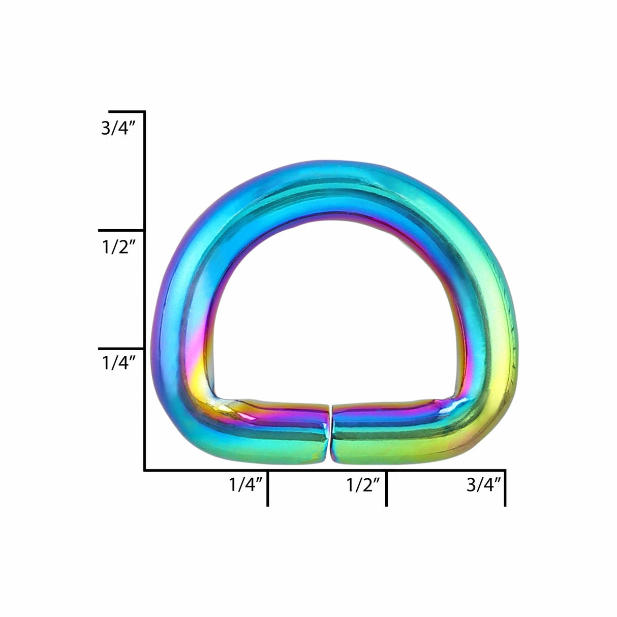 Ohio Travel Bag 1/2" Iridescent Rainbow, Split D-Ring, Zinc Alloy, #D-423-1-2-IR D-423-1-2-IR