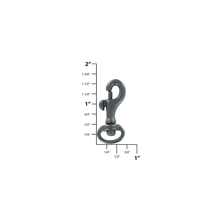 1/2" Matte Black, Bolt Swivel Snap Hook, Solid Brass