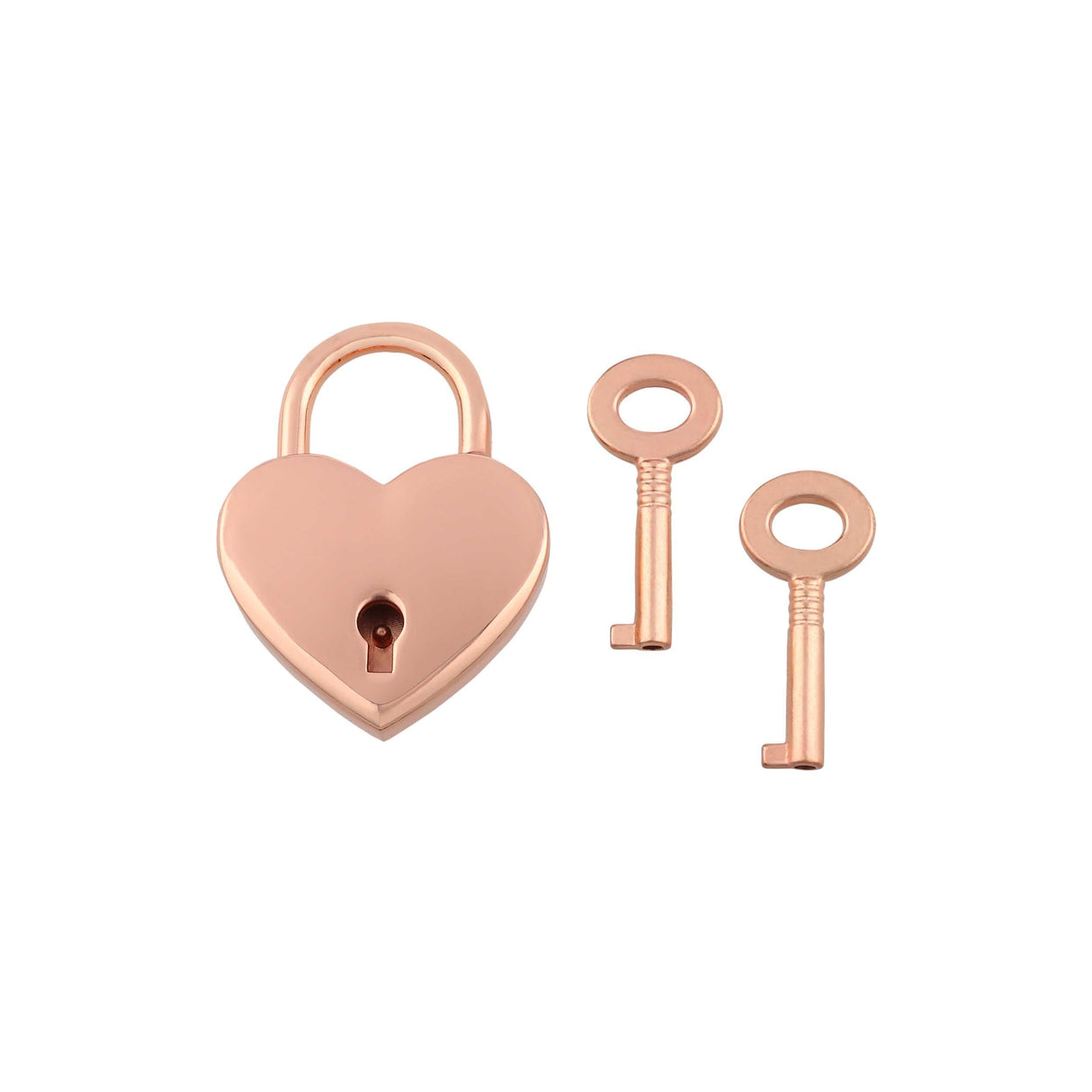 Ohio Travel Bag 1-3/16" Shiny Rose Gold, Heart Padlock With 2 Keys, Zinc Alloy, #L-3380-CPR L-3380-CPR