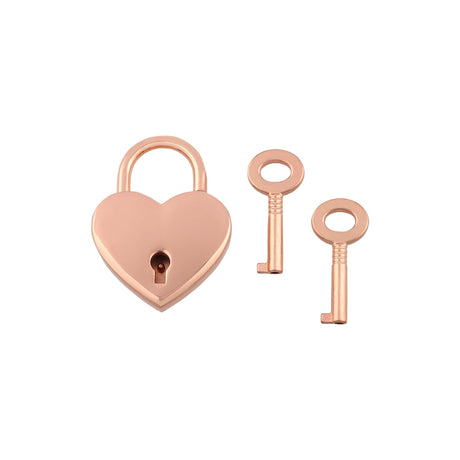 Ohio Travel Bag 1-3/16" Shiny Rose Gold, Heart Padlock With 2 Keys, Zinc Alloy, #L-3380-CPR L-3380-CPR