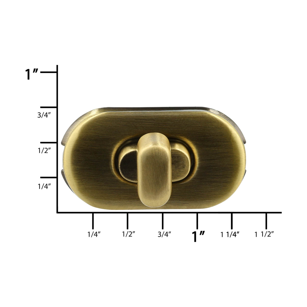 Ohio Travel Bag 1 3/8" Antique Brass, Turn Lock, Zinc Alloy, #P-2469-ANTB P-2469-ANTB