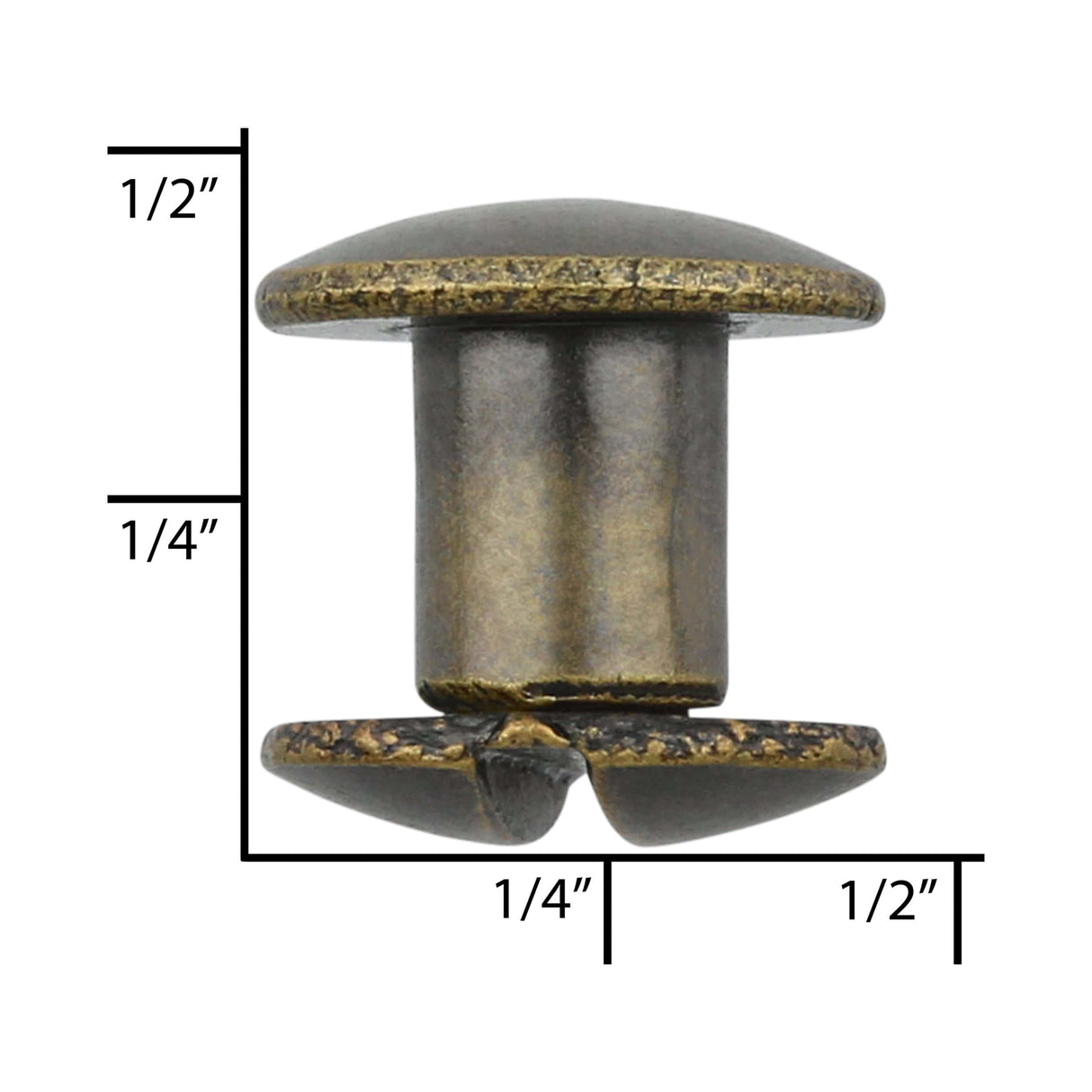 Ohio Travel Bag 1/4" Antique Brass, Chicago Screw, Solid Brass, #L-156-1-4-ANTB L-156-1-4-ANTB