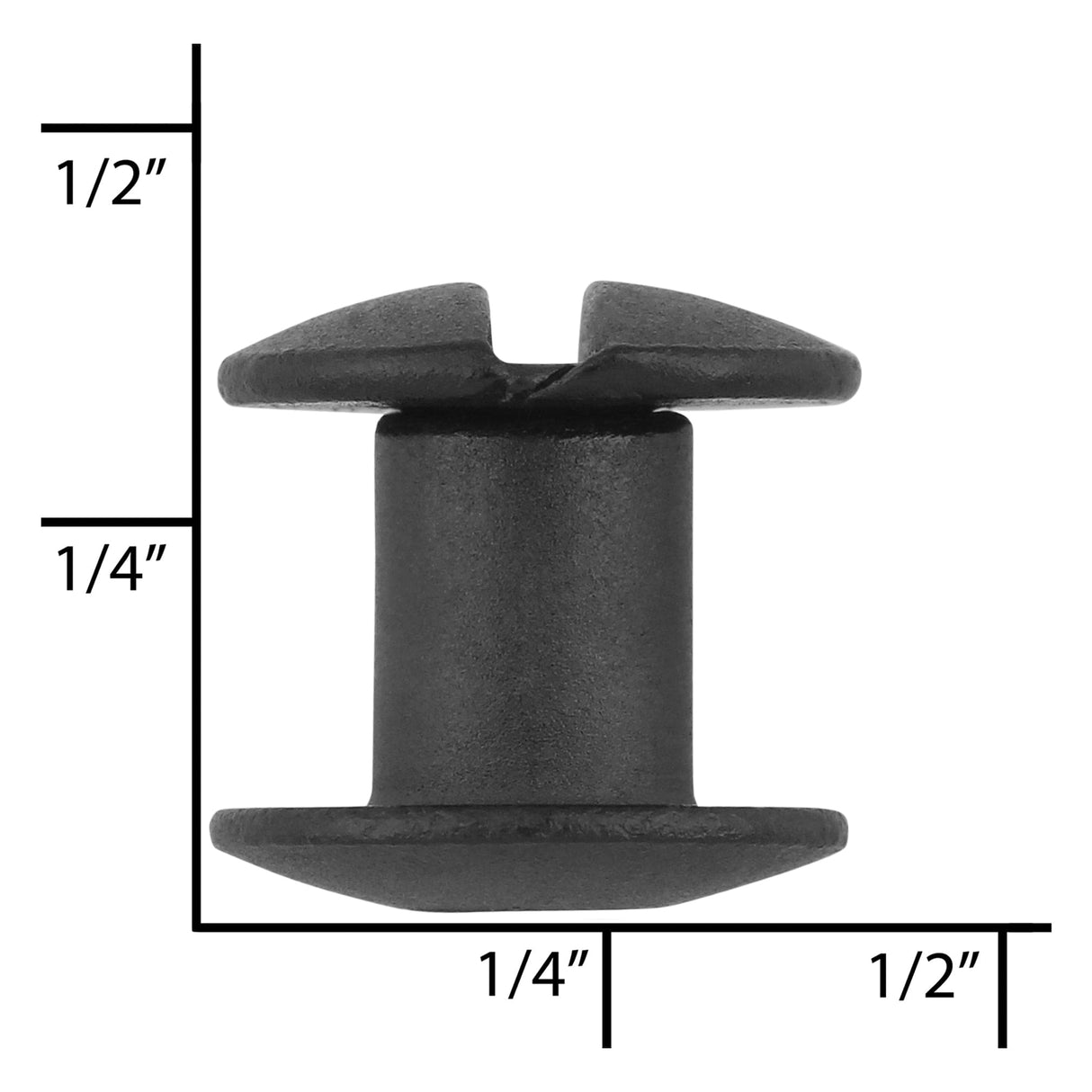 Ohio Travel Bag 1/4" Black, Open Hole Chicago Screw, Solid Brass, #L-156OH-1-4-BLK L-156OH-1-4-BLK