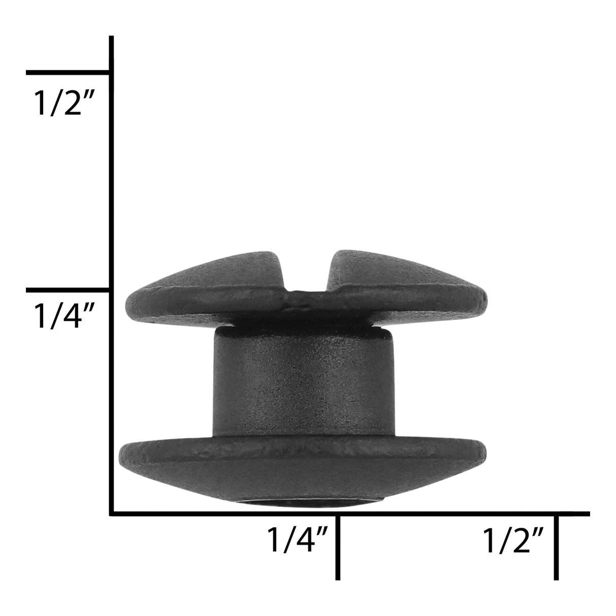 Ohio Travel Bag 1/8" Black, Open Hole Chicago Screw, Solid Brass, #L-156OH-1-8-BLK L-156OH-1-8-BLK