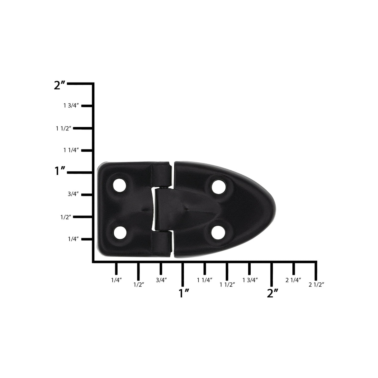 Ohio Travel Bag 1" Black, Stop Hinge, Zinc Alloy, #D-64-BLK D-64-BLK