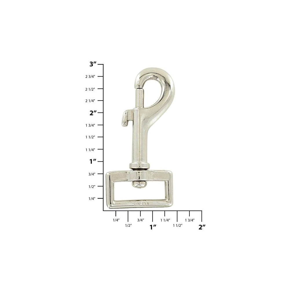1" Nickel, Bolt Swivel Snap, Zinc Alloy