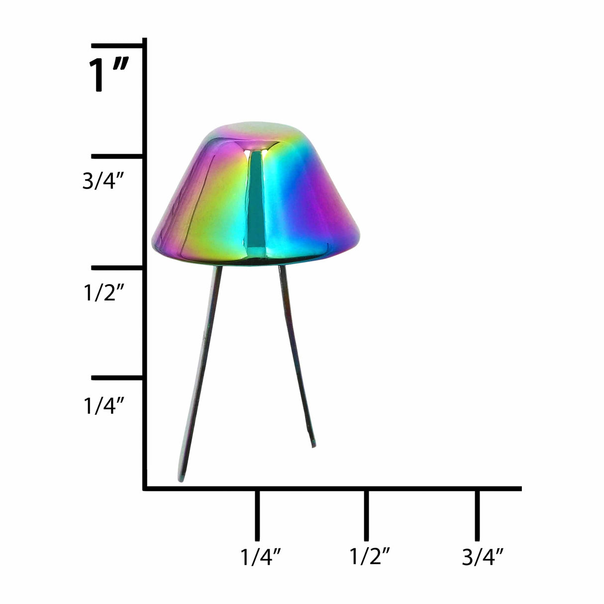 Ohio Travel Bag 12mm Rainbow, Cone Handbag Bottom with Prongs, Zinc Alloy, #P-4000-12-IR P-4000-12-IR