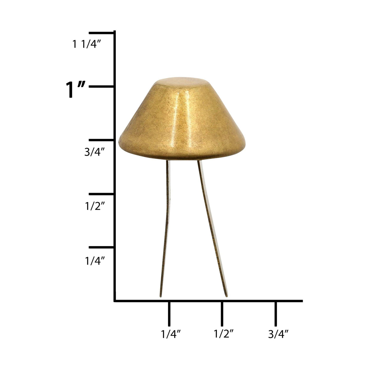 Ohio Travel Bag 15 mm Brass, Cone Handbag Bottom with Prongs, Zinc Alloy, #P-4000-15-BRS P-4000-15-BRS