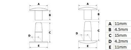 Ohio Travel Bag 15mm Antique Brass, Double Cap Jiffy Rivets, Solid Brass -100ct, #515D-ANTB 515D-ANTB
