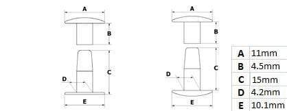 Ohio Travel Bag 15mm Brass, Single Cap Jiffy Rivets, Solid Brass-100ct, #515S-SB 515S-SB