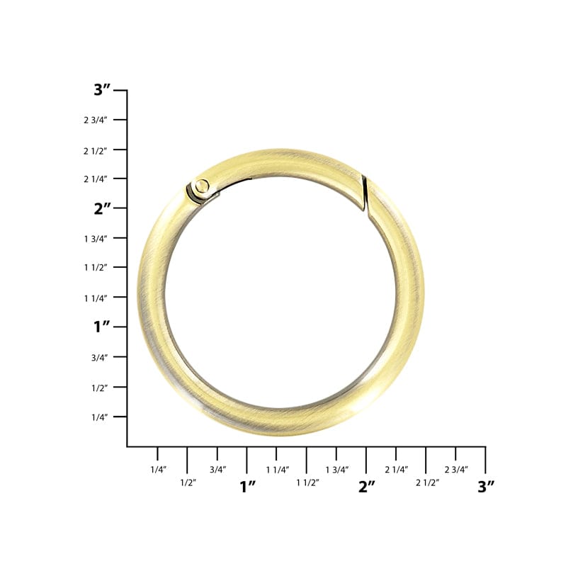 Ohio Travel Bag 2" Antique Brass, Ring w/ Spring Gate, Zinc Alloy, #P-2732-ANTB P-2732-ANTB