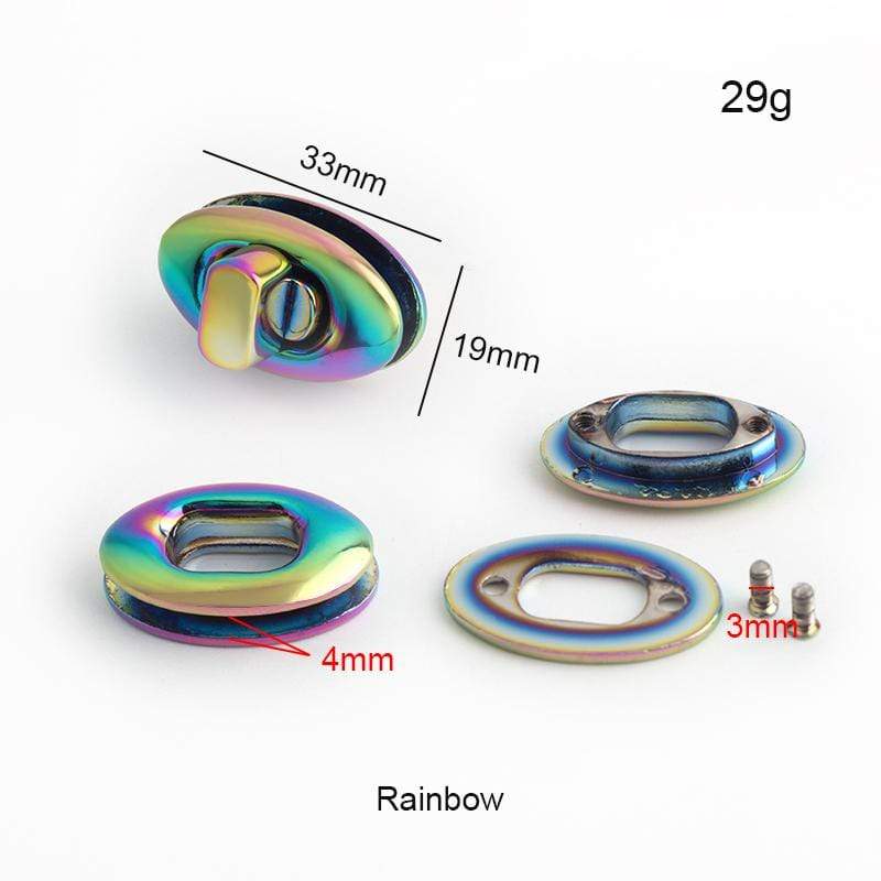 Ohio Travel Bag 20mm Rainbow, Oval Twist Turn Lock, Zinc Alloy, #P-4005-IR P-4005-IR
