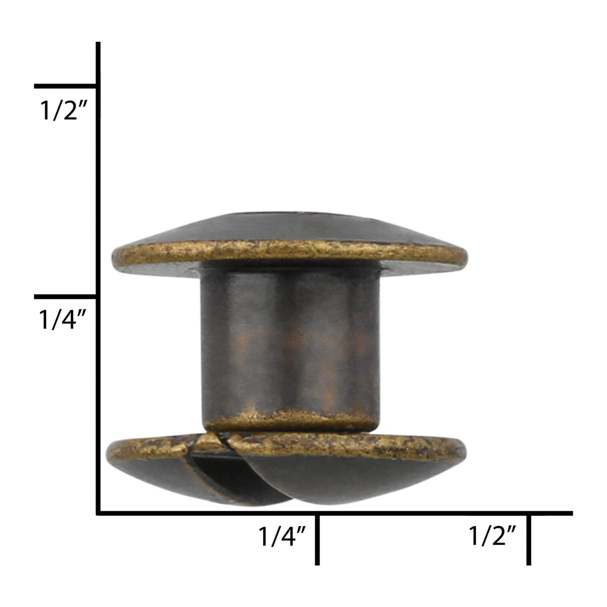 Ohio Travel Bag 3/16" Antique Brass, Chicago Screw, Solid Brass, #L-156-3-16-ANTB L-156-3-16-ANTB