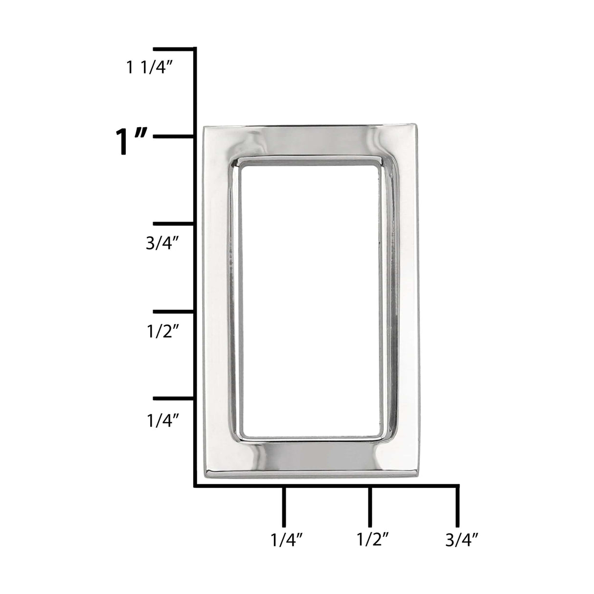 Ohio Travel Bag 3/4" Shiny Nickel, Rectangular Concave Ring, Zinc Alloy, #P-2556-NIC P-2556-NIC