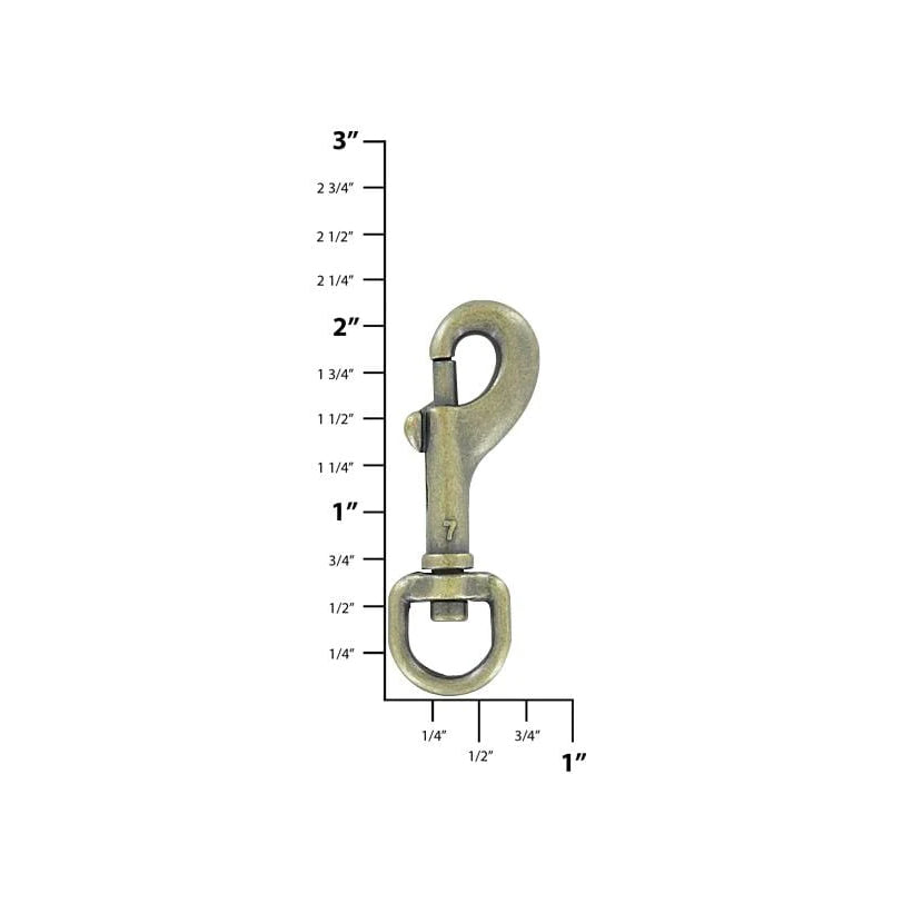 3/8" Antique Brass, Bolt Swivel Snap Hook, Zinc Alloy