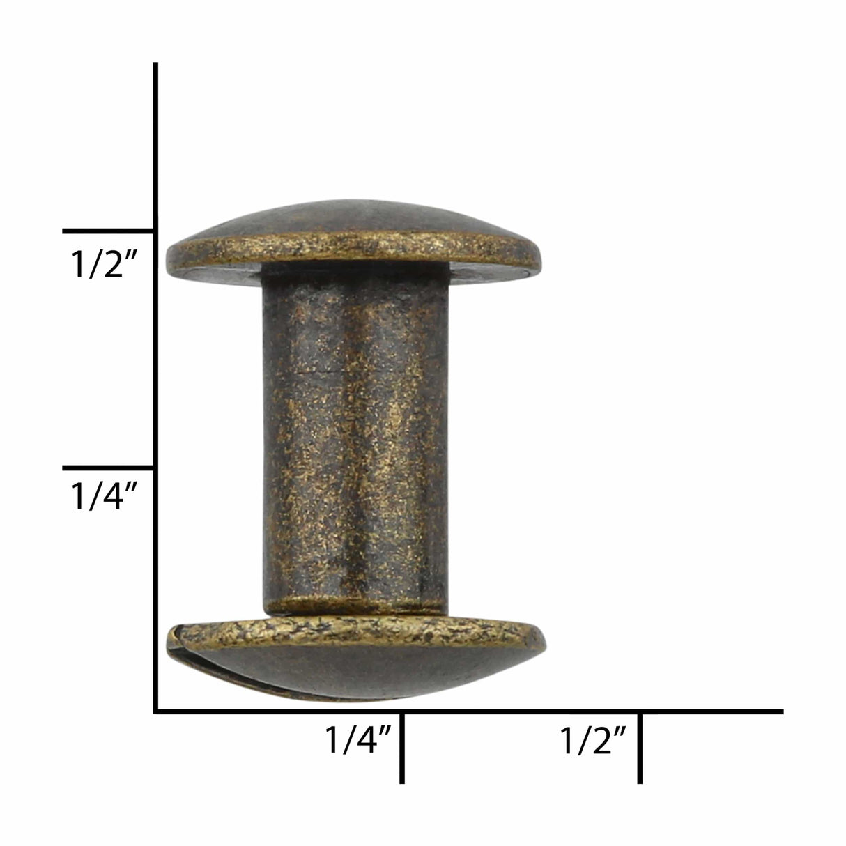 Ohio Travel Bag 3/8" Antique Brass, Chicago Screw, Solid Brass, #L-156-3-8-ANTB L-156-3-8-ANTB