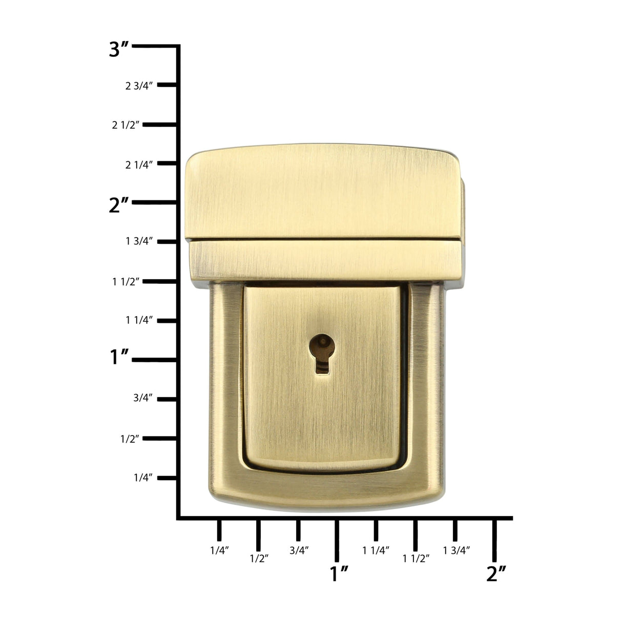 Ohio Travel Bag 35mm Brushed Brass, Tuck Catch with Lock, Zinc Alloy, #L-361-ANTB L-361-ANTB