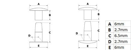 Ohio Travel Bag 6.5mm Antique Brass, Double Cap Jiffy Rivets, Solid Brass-100ct, #NB206D-ANTB NB206D-ANTB