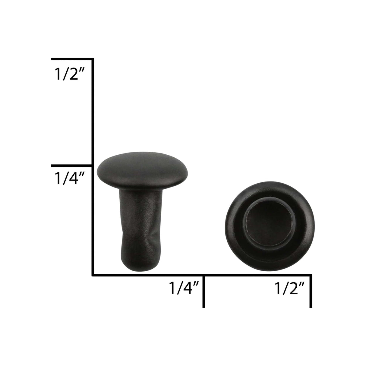 Ohio Travel Bag 6mm Black, Double Cap Jiffy Rivet, Steel, #A-340-BLK A-340-BLK