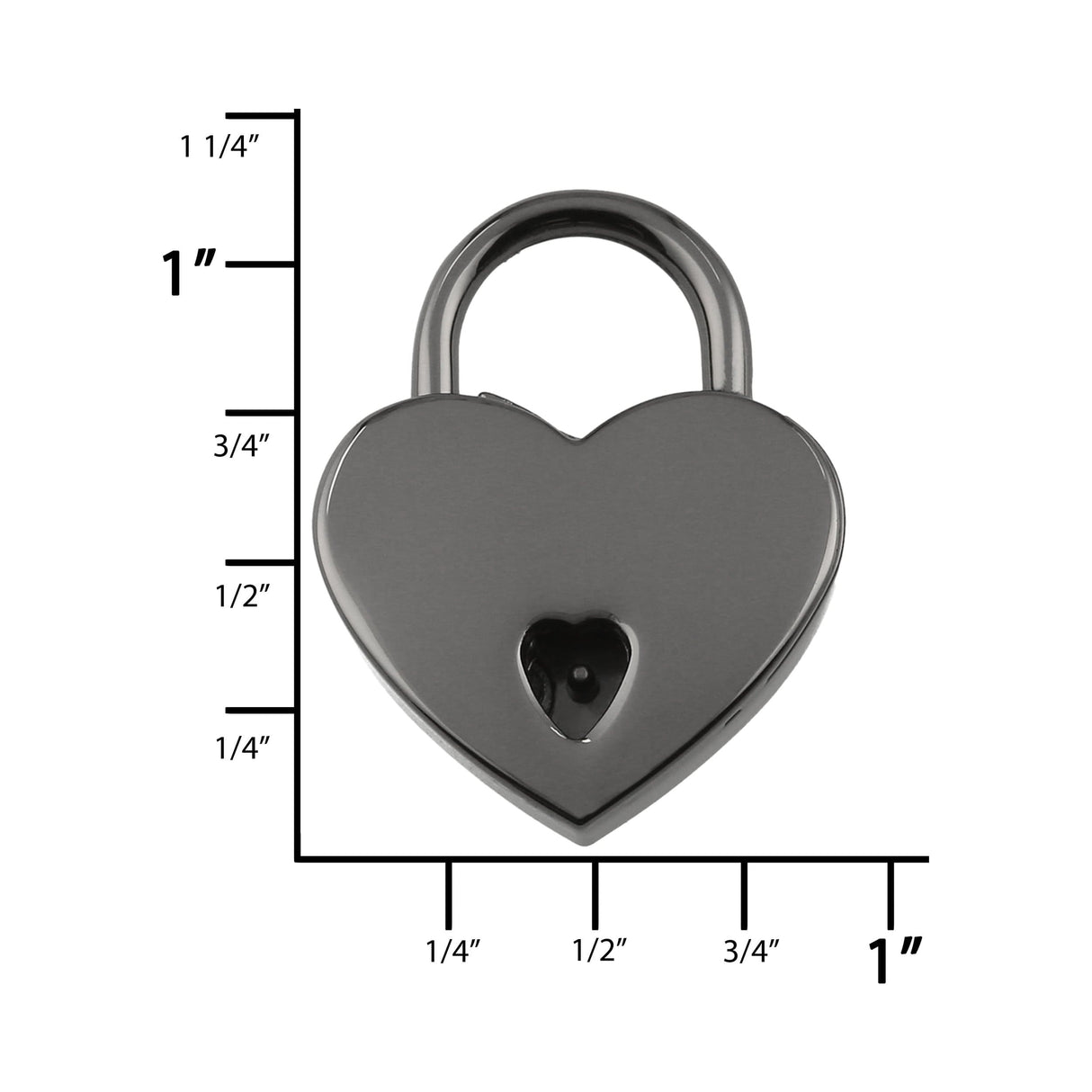 Ohio Travel Bag 7/8" Gunmetal, Small Heart Padlock, Zinc Alloy, #L-3577-GUNM L-3577-GUNM