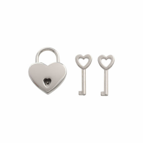 Ohio Travel Bag 7/8" Shiny Nickel, Small Heart Padlock, Zinc Alloy-PK4, #L-3577-NIC L-3577-NIC
