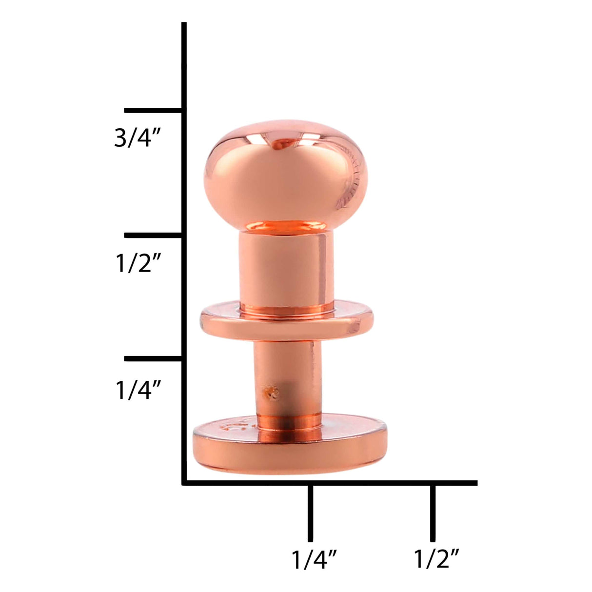 Ohio Travel Bag 8mm Shiny Copper, Stud, Solid Brass, #P-2122-CPR P-2122-CPR