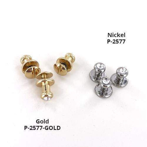 Ohio Travel Bag 9.5mm Shiny Gold, Stud w/ Rhinestone, Zinc Alloy, #P-2577-GOLD P-2577-GOLD