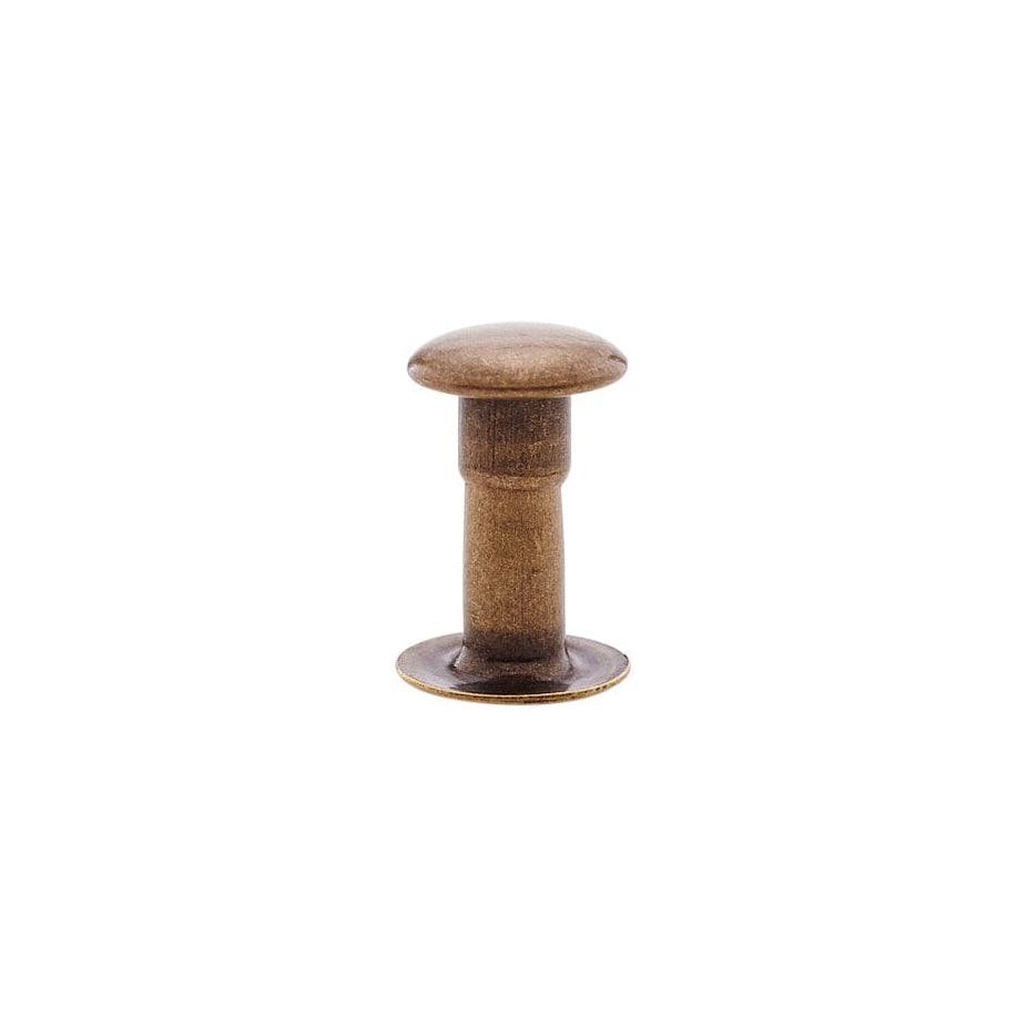 9mm Antique Brass, Single Cap Jiffy Rivets, Solid Brass-100ct