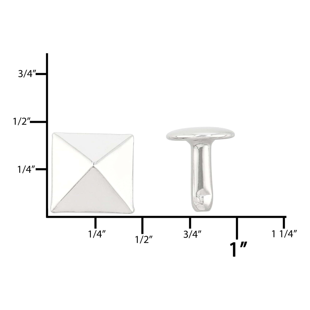 Ohio Travel Bag Adornments 12.7mm Shiny Nickel, Pyramid Rivet Back, Steel-PK10, #P-2943-NP P-2943-NP