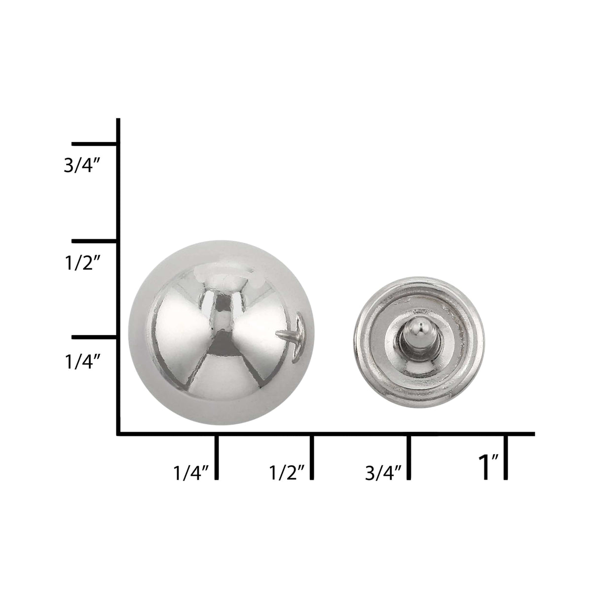 Ohio Travel Bag Adornments 12.7mm Shiny Nickel, Stud With Tack, Zinc Alloy, #P-2591 P-2591