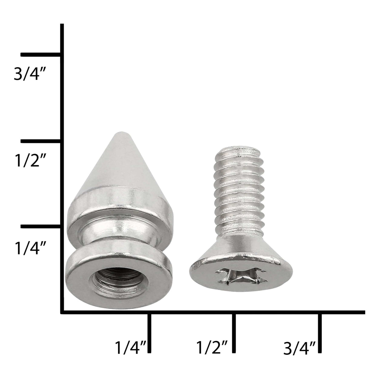 Ohio Travel Bag Adornments 12 mm Nickel, Spike w/Screw, Solid Brass, #C-1551 C-1551