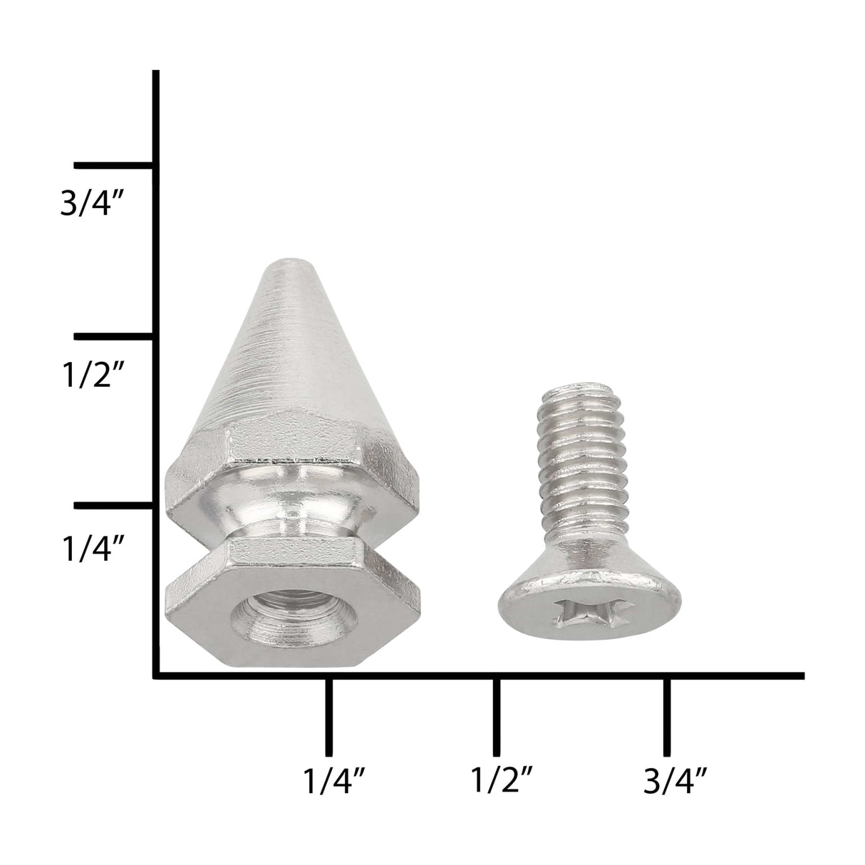 Ohio Travel Bag Adornments 15.8mm Nickel, Spike, Solid Brass, #C-1552 C-1552