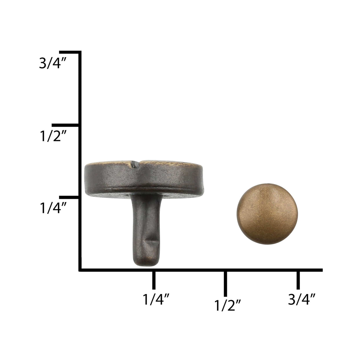 Ohio Travel Bag Adornments 6.3mm Antique Brass, Stud With Cap, Steel, #P-2851-ANTB P-2851-ANTB