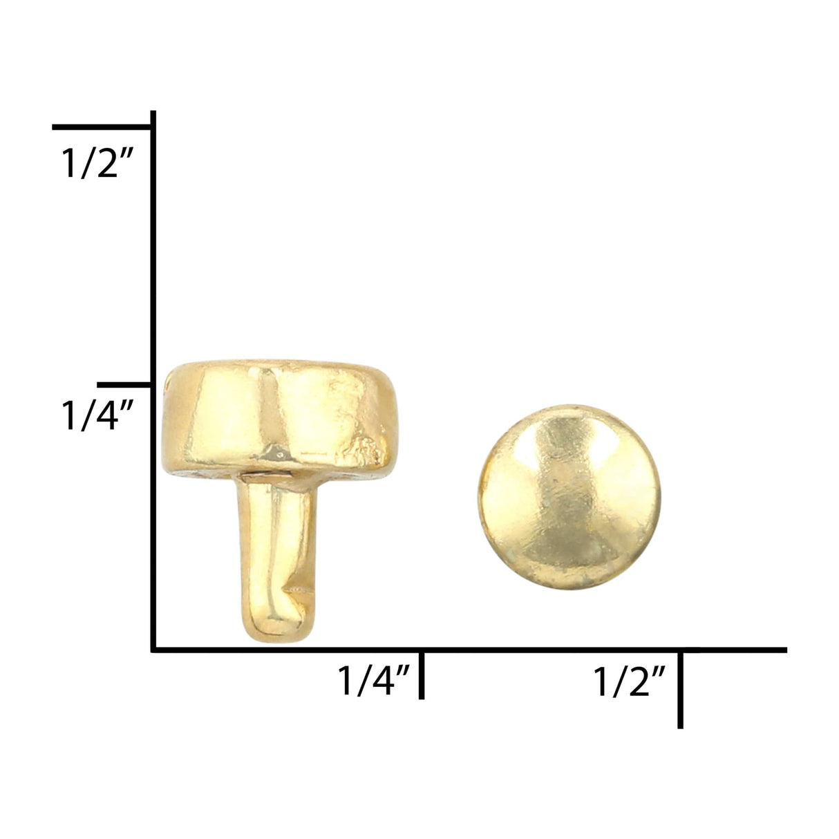 Ohio Travel Bag Adornments 6.3mm Shiny Gold, Stud with Cap, Steel-PK5, #P-2850-GOLD P-2850-GOLD