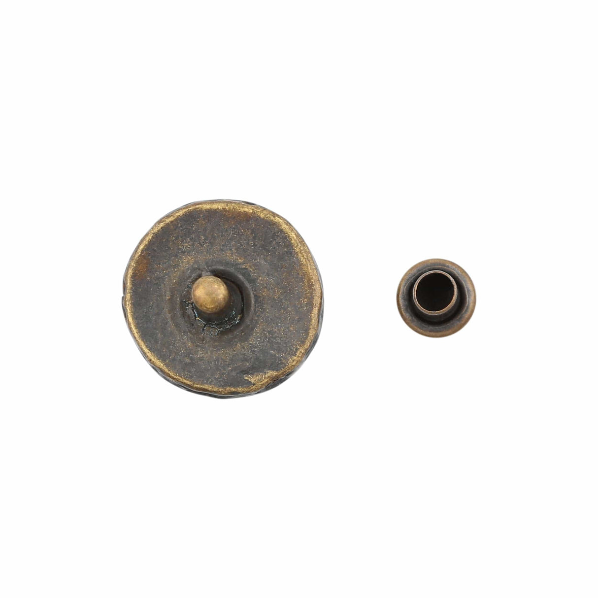 Ohio Travel Bag Adornments 7/16" Antique Brass, Textured Concho, Rivet Back, Zinc Alloy - PK5, #P-2702-ANTB P-2702-ANTB