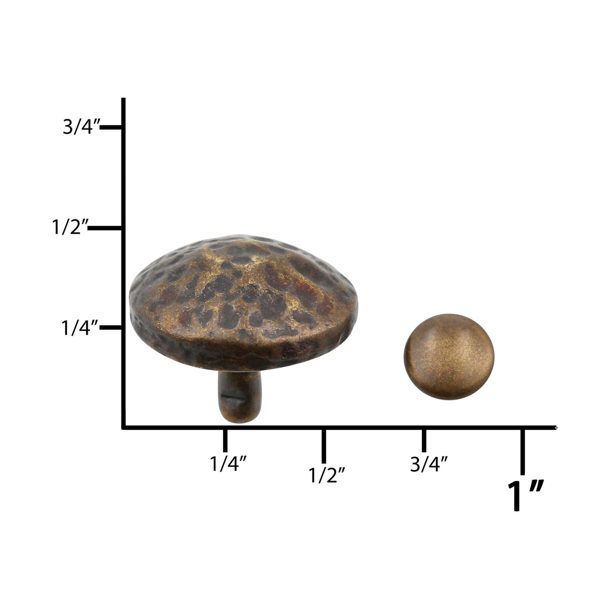 Ohio Travel Bag Adornments 7/16" Antique Brass, Textured Concho, Rivet Back, Zinc Alloy - PK5, #P-2702-ANTB P-2702-ANTB