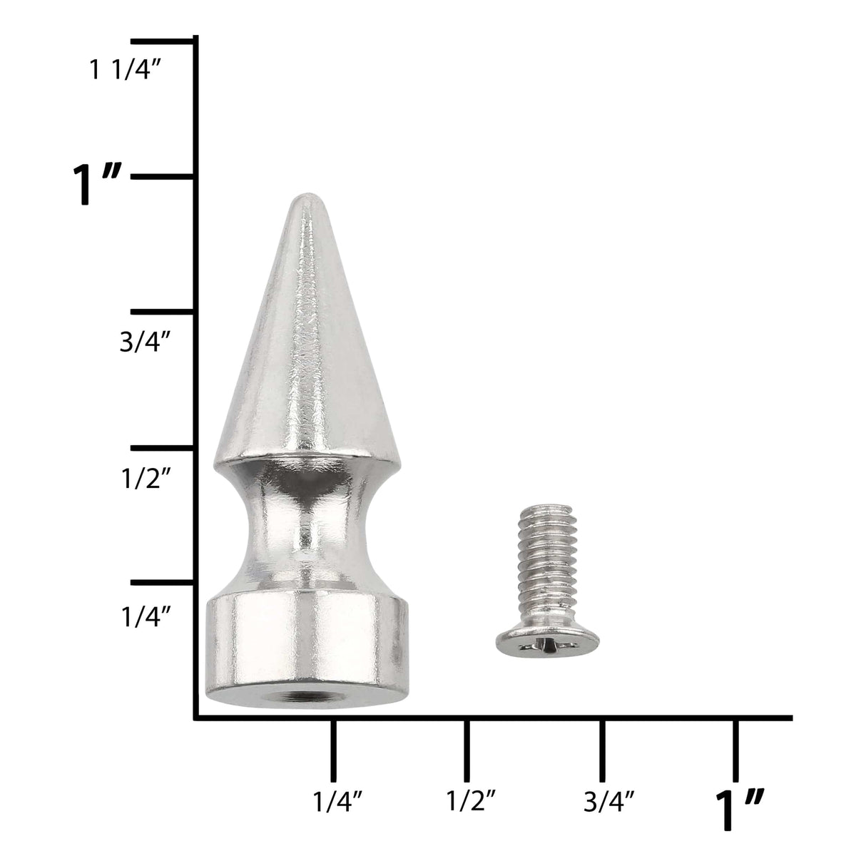 Ohio Travel Bag Adornments Spike 1in Solid Brass Nickel, #C-1510 C-1510