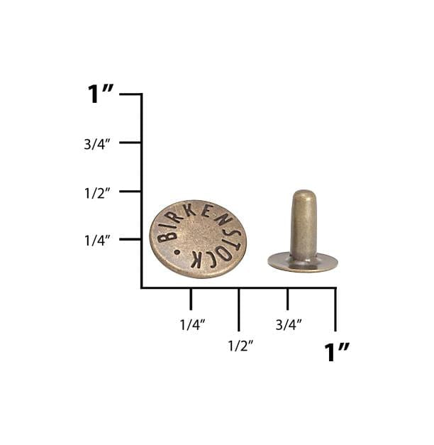 Ohio Travel Bag Birkenstock 1/2" Antique Brass, Birkenstock Rivet With Cap, Zinc Alloy, #C-1499-ANTB C-1499-ANTB