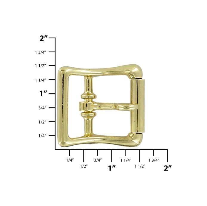 Ohio Travel Bag Buckles 1" Brass, Locking Tongue Center Bar Roller Buckle, Zinc Alloy, #C-1507-BRS C-1507-BRS