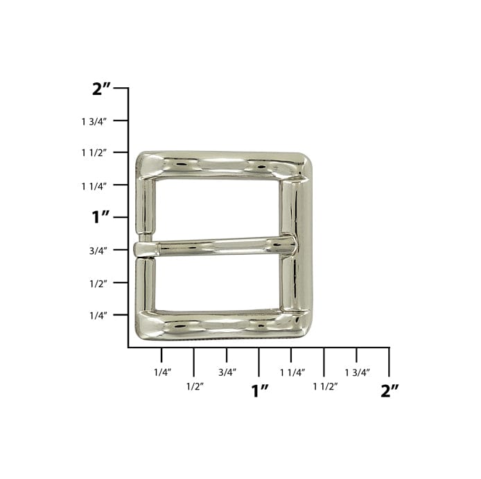 Ohio Travel Bag Buckles 1" Shiny Nickel, Heel Bar Buckle, Zinc Alloy, #C-2091-NIC C-2091-NIC